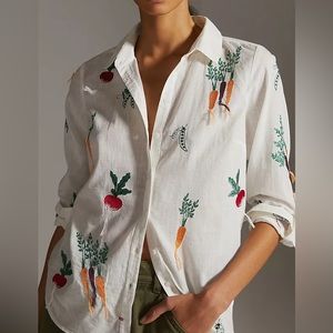 Anthropologie Maeve veggie print blouse size 8